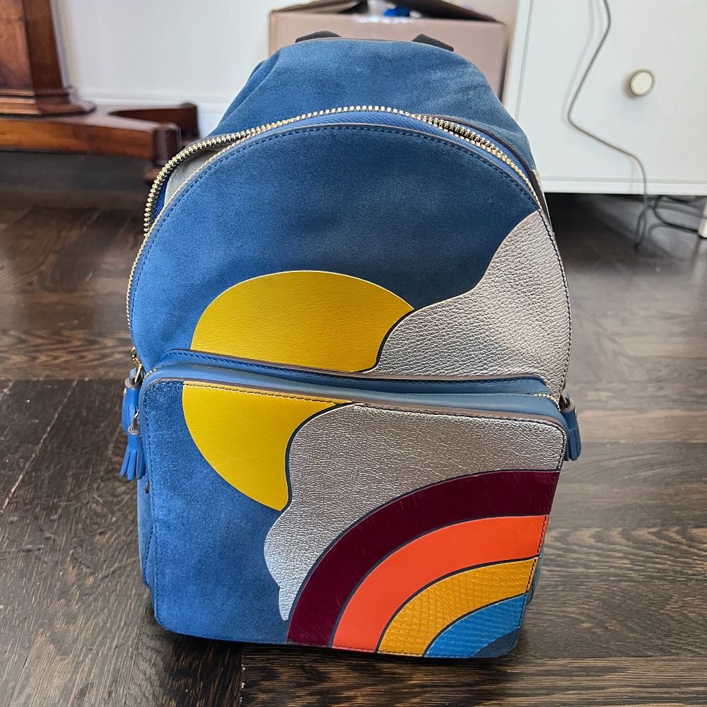 Anya Hindmarch Blue & Rainbow Leather Backpack